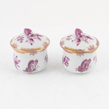 A set of 15 Herend custard cups with covers, 20th Century.