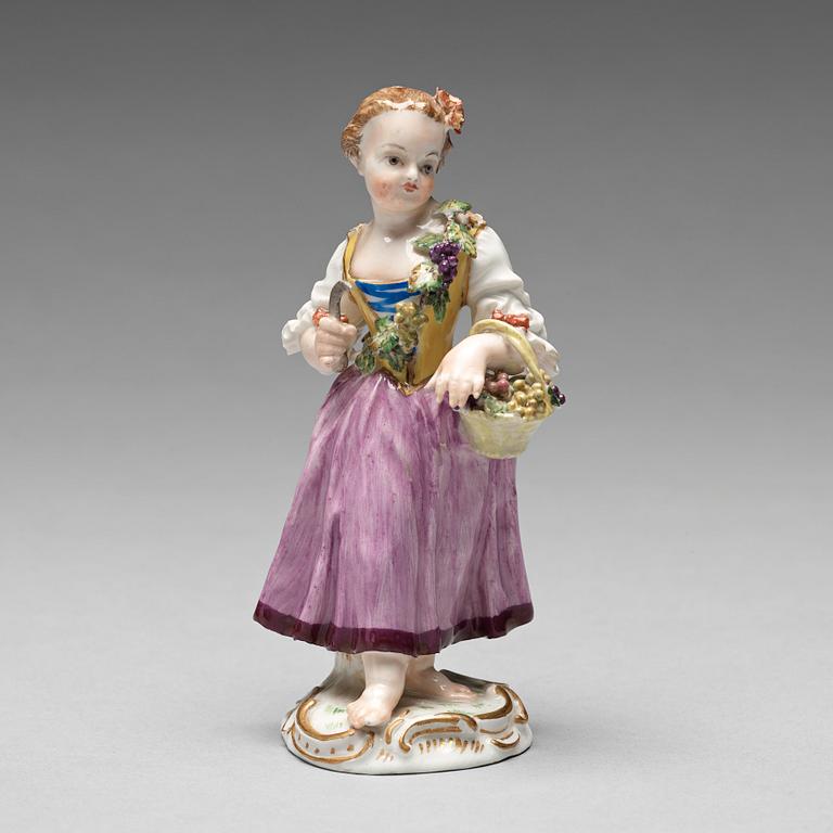 A Meissen allegorical figurine representing autumn, period of Marcolini, 18th Century.