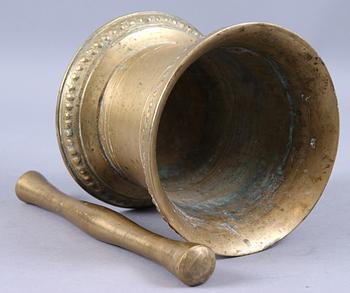 MORTEL, mässing, märkt SB, 1800/1900-tal.