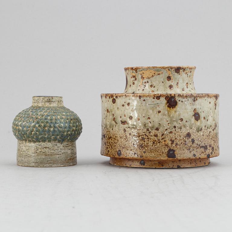 Marianne Westman for Rörstrand and Britt-Louise Sundell for Gustavsberg studio, two stoneware vases, Sweden.