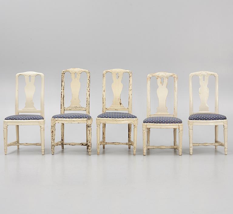 An assembled suite of 10 Transitional chairs, Stockholm, later part of the 18th century.