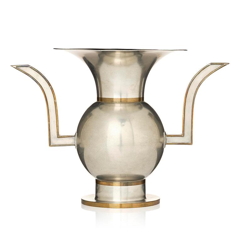Nils Fougstedt, a rare pewter and brass vase model A 903, Firma Svenskt Tenn, Stockholm, 1929.