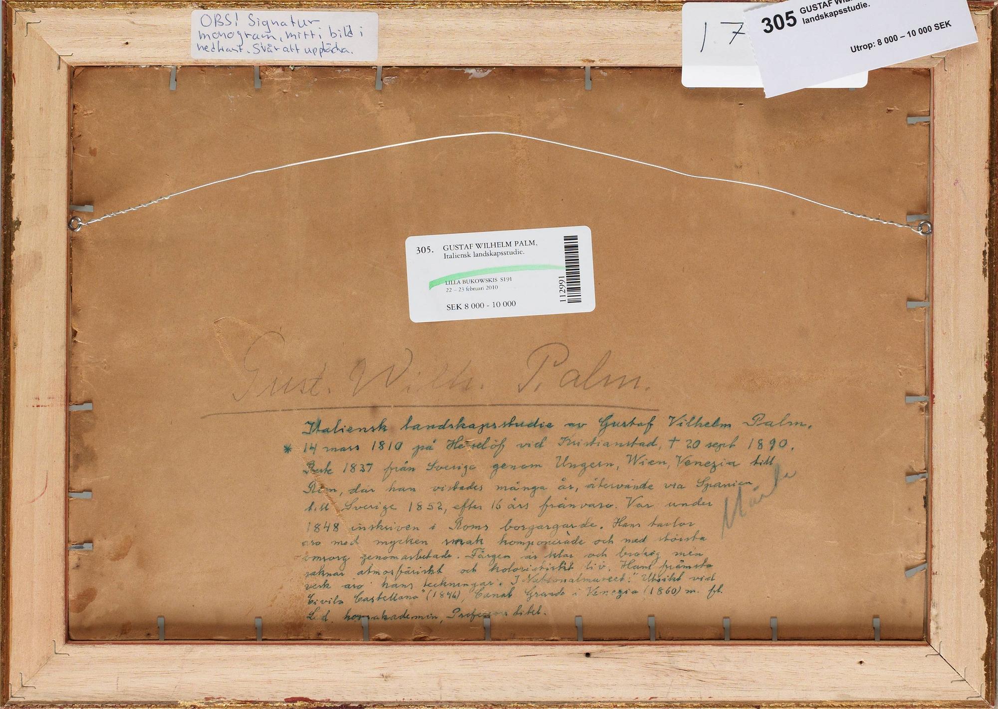 Gustaf Wilhelm Palm, Italiensk landskapsstudie.