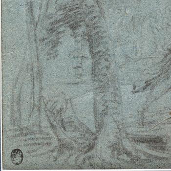 GIOVANNI ANTONIO PELLEGRINI, hans krets. Osignerad. Krita och kol, bildyta 27,5 x 27,5 cm.