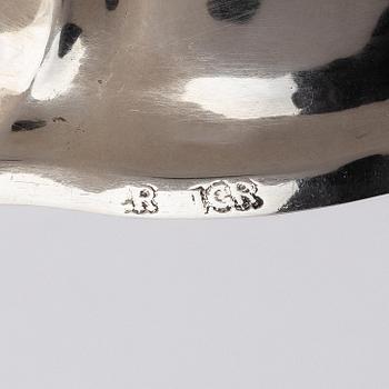 A pair of German 18th cenury silver candlesticks, marks of Johann Georg Rahm, Rostock circa 1770.