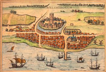 Georg Braun & Franz Hogenberg, four Swedish cities, hand colored engravings, Cologne 1588.