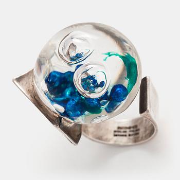 Björn Weckström, "Petrified lake", a sterling silver and acrylic ring. Lapponia 1973.