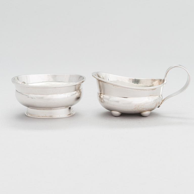 Bertel Gardberg, a silver sugar bowl and cream jug, Helsinki 1956 and 1957.