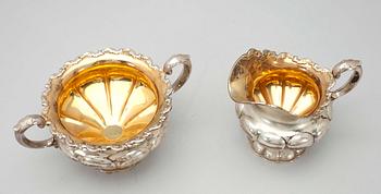 KAFFESERVIS, 3 delar, silver, Auran Kultaseppä, Åbo 1947. Tot. vikt 1096g.