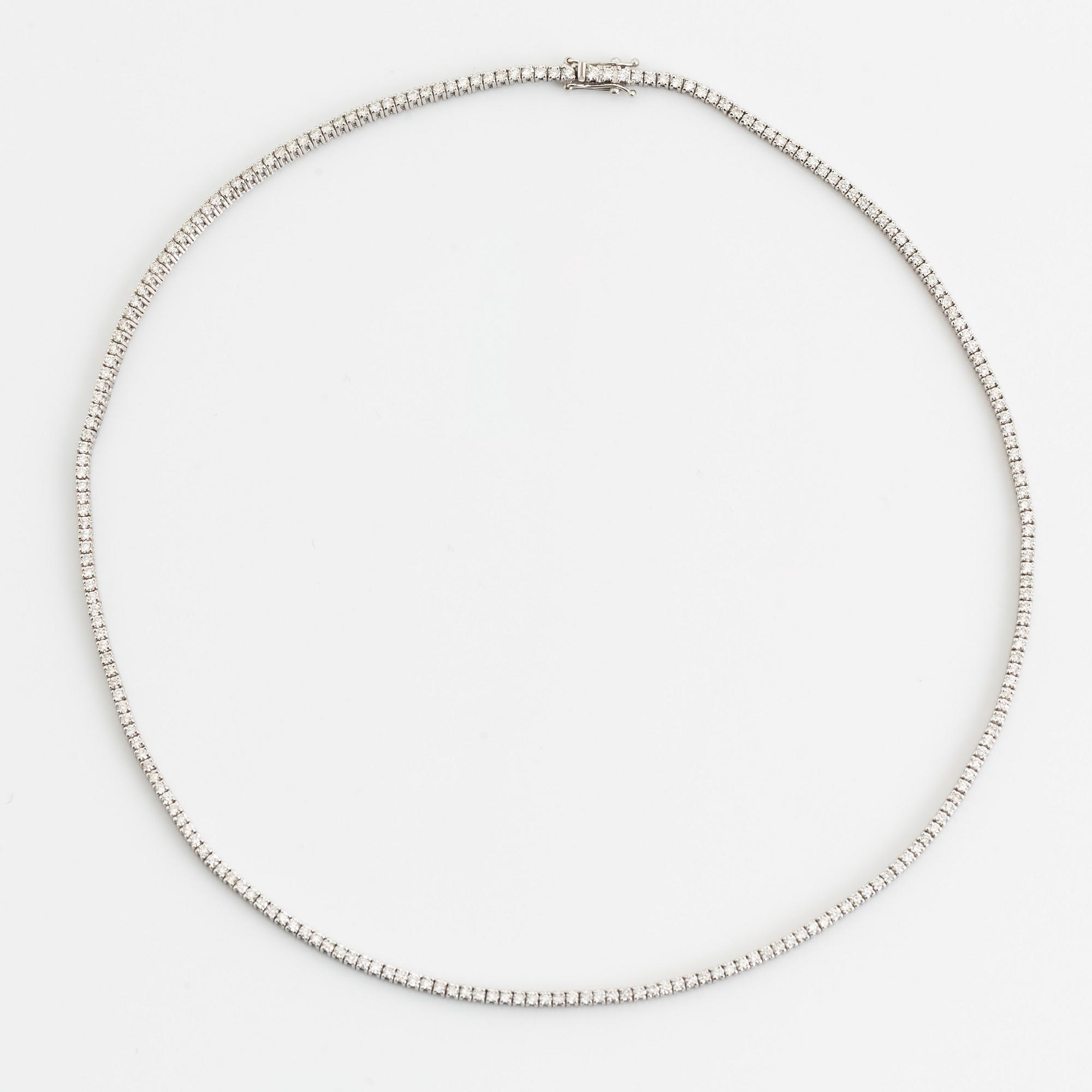 Collier, rivière, med briljantslipade diamanter, med HRD report.