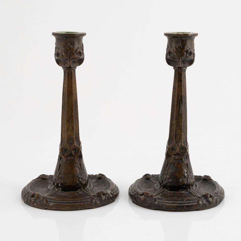 A pair of Jugend candlesticks, Hugo Elmqvist, early 20th century.