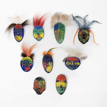 Kjell Engman, Nine glass masks, Kosta Boda.