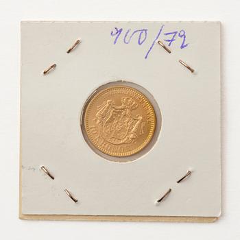 Gold coin, Oscar II, Sweden. 10 kronor, 1901.