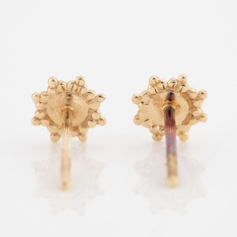 A pair of 14K gold with opal and turquoise, possibly by Maria Tash.