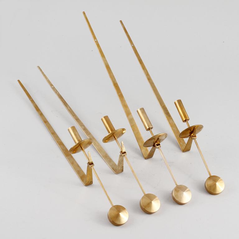 VÄGGLAMPETTER, 2 par, mässing, "Pendel", Pierre Forsell, Skultuna, 1900-talets andra hälft.