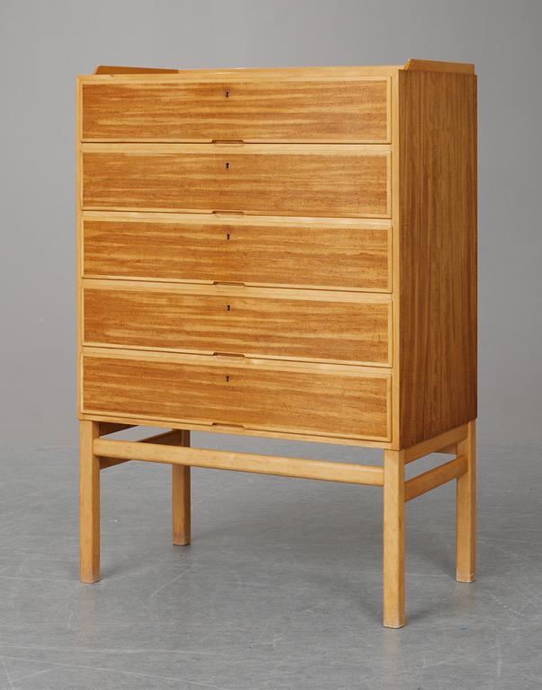 An Axel Larsson teak and beech chest of drawers, Svenska Möbelfabrikerna Bodafors , Sweden 1950's.