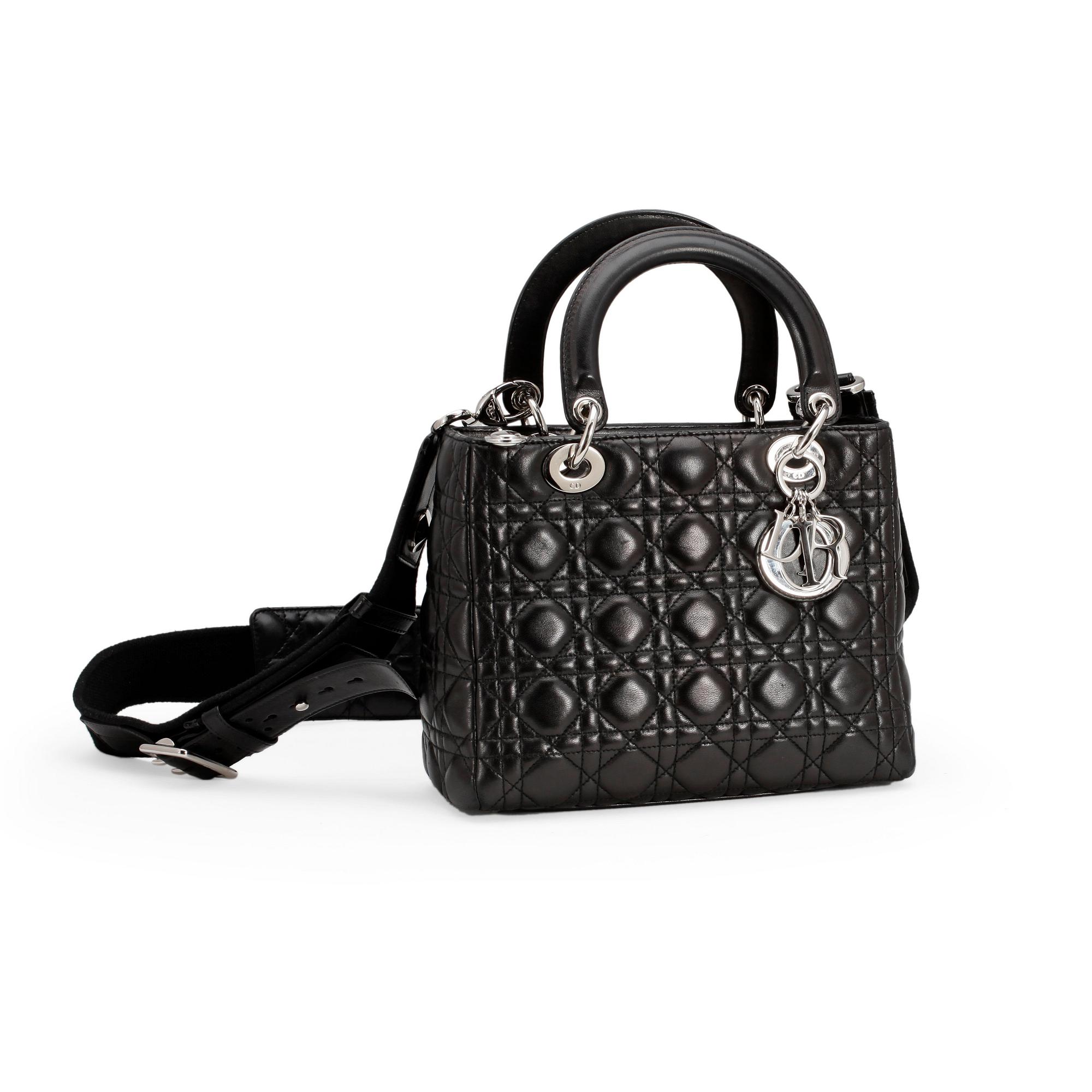 CHRISTIAN DIOR, a black leather "Lady Dior" bag.