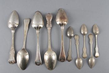 MAT- resp. TESKEDAR, 5+5. Silver, 1700/1800-tal.