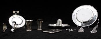 PARTI SILVER, 11 delar, bla Karl Anderson, Stockholm, 1903, tot vikt ca 486 g.