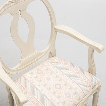Dining table, 2 armchairs, 6 chairs, Gustavian style, "Old Sweden", Åmells furniture, late 20th century.