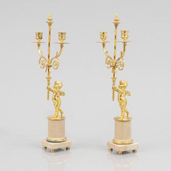 A pair of Candelabra, Empire style, late 20th century.