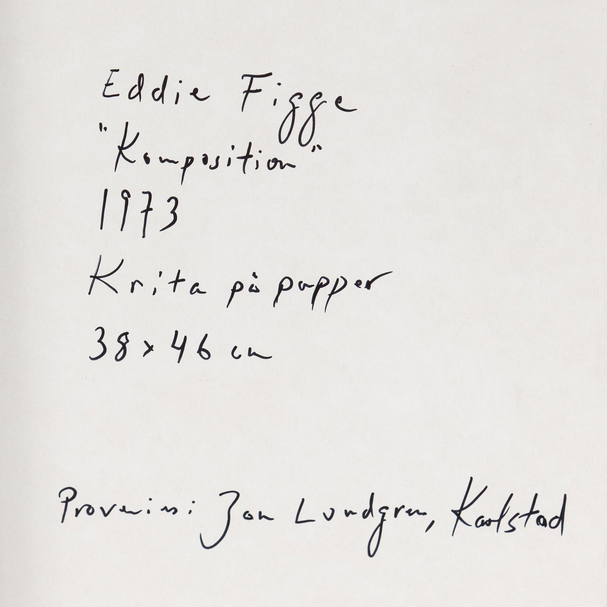 Eddie Figge, krita på papper, signerad och daterad 1973.