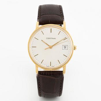 Certina, wristwatch, 18K gold, 33 mm.