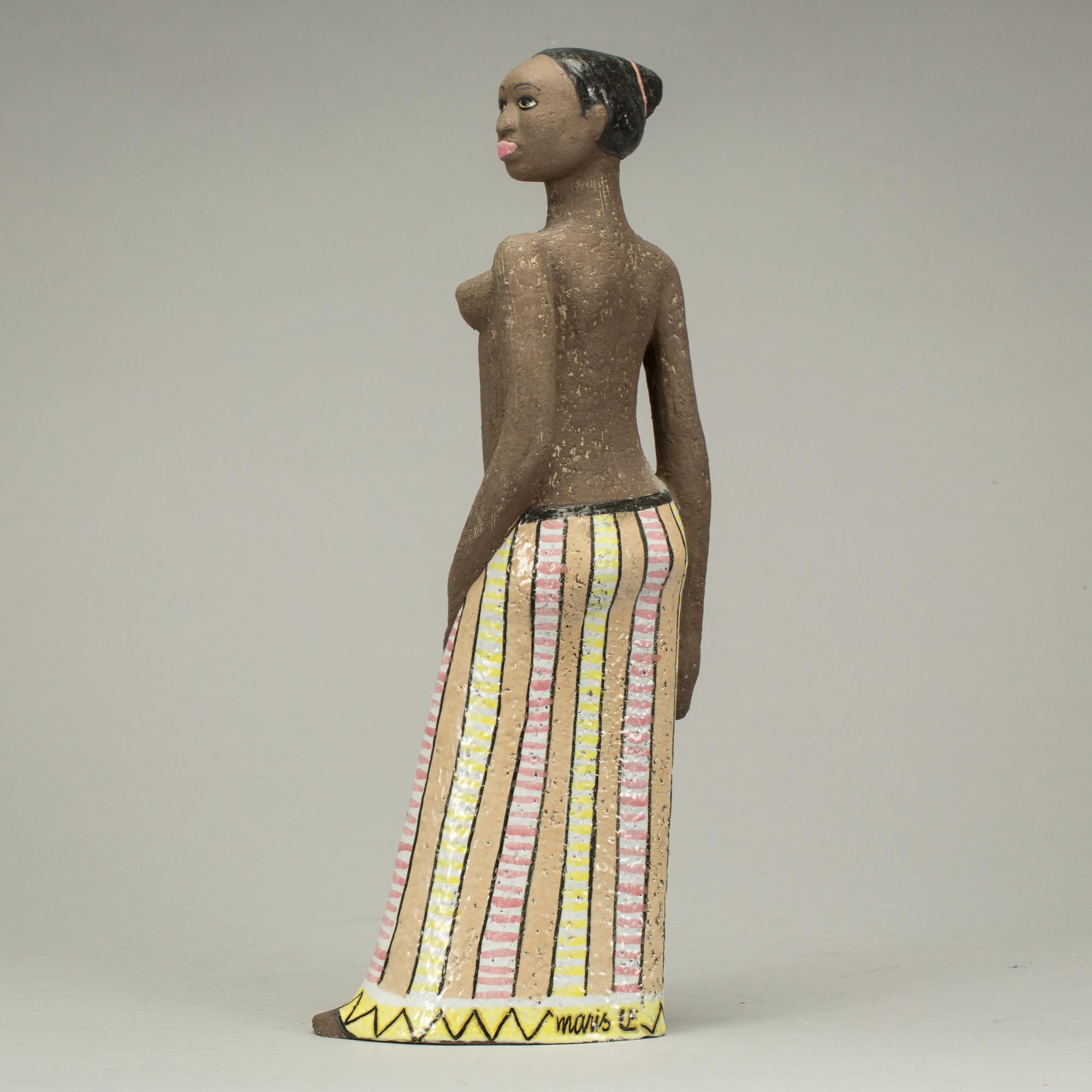 SKULPTUR, stengods, "Inongo", Mari Simmulson, Upsala-Ekeby. 1950/60-tal.