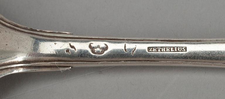 SKEDAR, 2 st, silver, Pehr Zethelius (1766-1810) och Niklas Lund 1778, Stockholm.