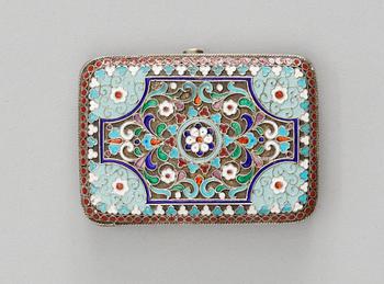 A RUSSIAN SILVER-GILT AND ENAMEL CIGARETTE-CASE, possibly of Gustav Klingert, Moscow 1908-1917.