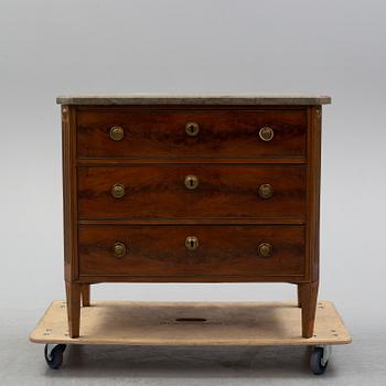 A late gustavian style chest of drawers, late 19th century.