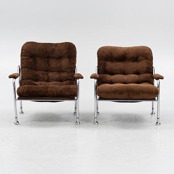 A pair of 'Stålbo' easy chairs by Bo Eigert, 1970's.