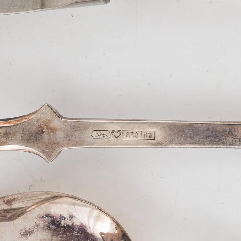 A 25.piece silver cutlery set, Kultakeskus, Finland, 1977-1990.