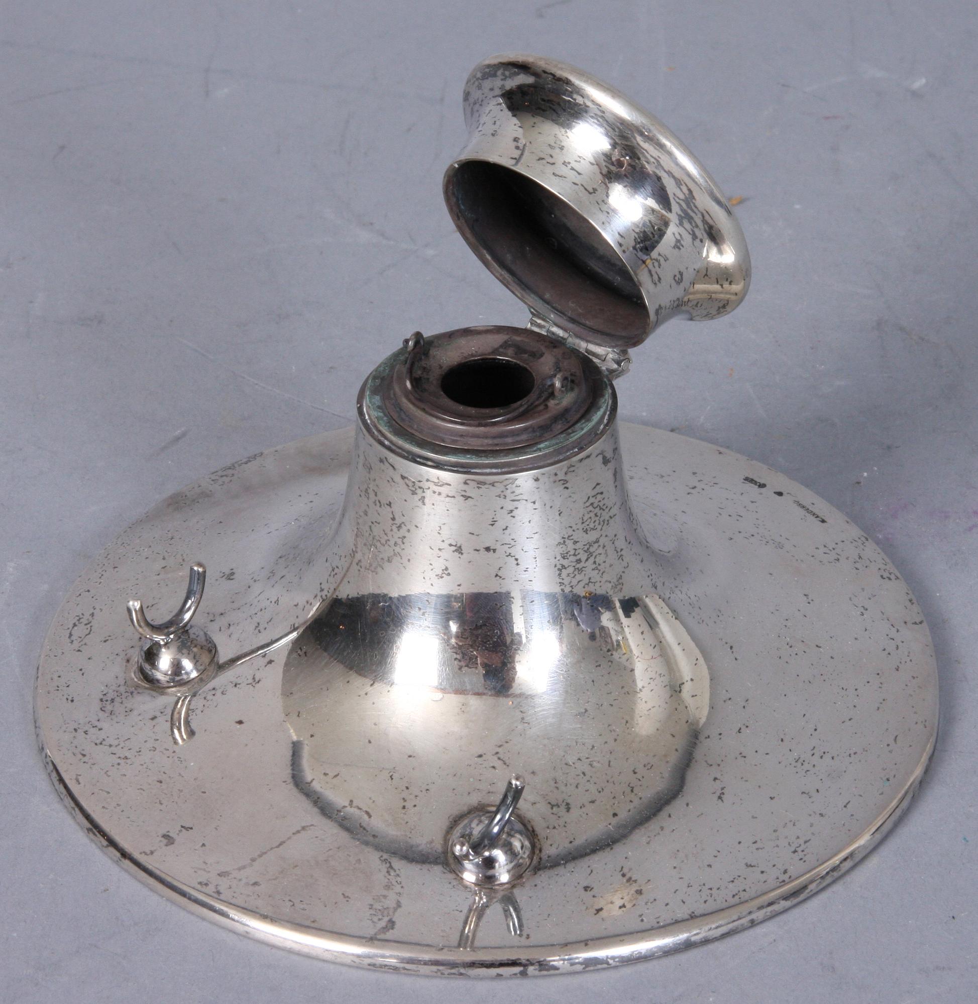 BLÄCKSTÄLL, silver, K. Andersson, otydlig årsstämpel. 133 gram.