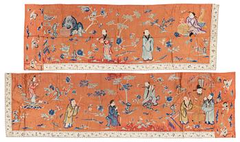 947. Broderi, siden, två delar. Qingdynastin, 1800-tal.