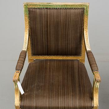 KARMSTOLAR, 2 stycken, gustavianska Stockholmsarbeten, 1700-talets slut.