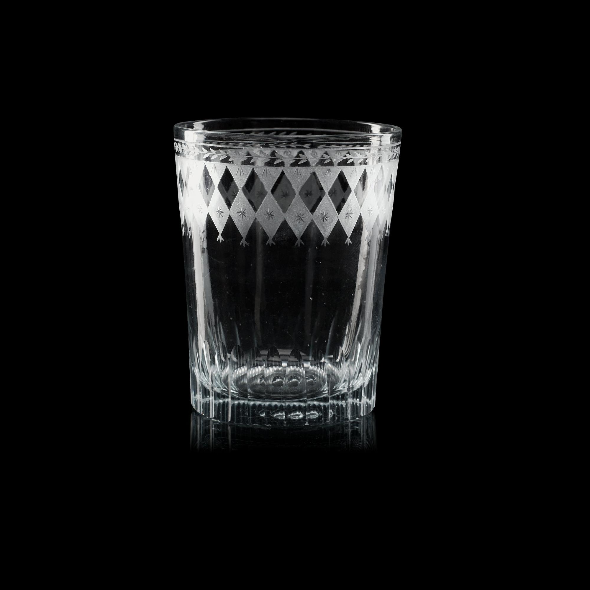 A set of nine glasses, first half 19th century.