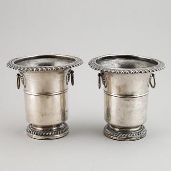 A pair of 19th century silver plate wine coolers, Meyerhoff, Vienna, Austria.