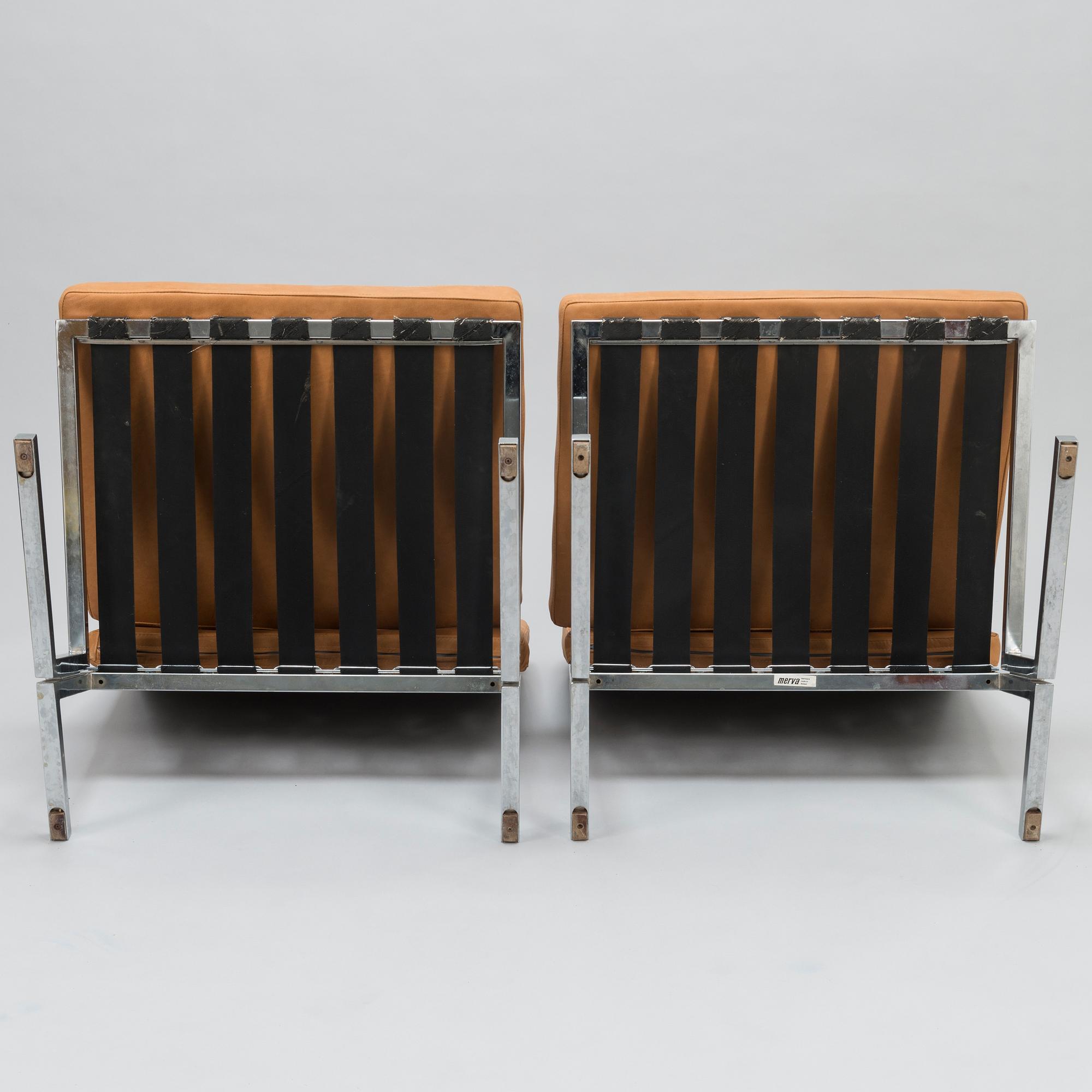 TOIVO KORHONEN and ESKO PAJAMIES, A pair of 1960s easy chairs, model TU-640, 'Seta Palatuoli', for Merva, Finland.