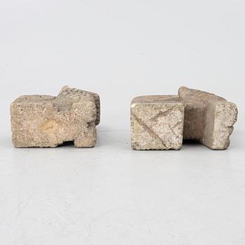 A set of two lion garden sculptures.
