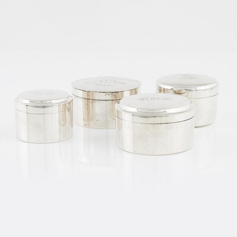 Four Swedish Silver Boxes, including mark of  Lorenz Georg Weis, Norrköping 1823.