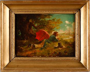CARL SPITZWEG, tillskriven, olja på pannå, osignerad.