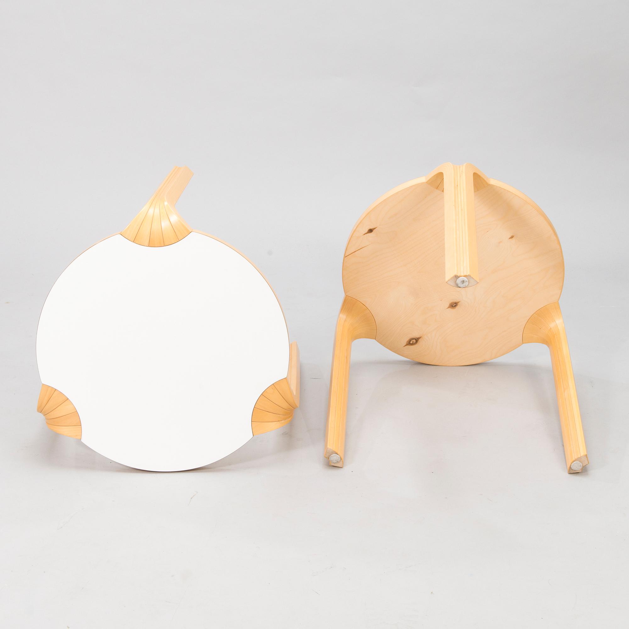 ALVAR AALTO, a pair of early 1990's 'X600' stools for Artek.