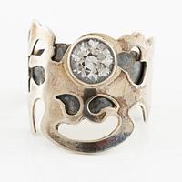 Jan-Christer Lundqvist, ring, sterling silver, with a white faceted stone, Skövde 1997.