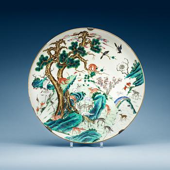 A famille rose charger, late Qing dynasty.