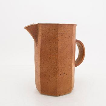Signe Persson-Melin, a partially glazed ceramic pitcher, signed by hand numbered 181 och dated 1982, Rörstrand.