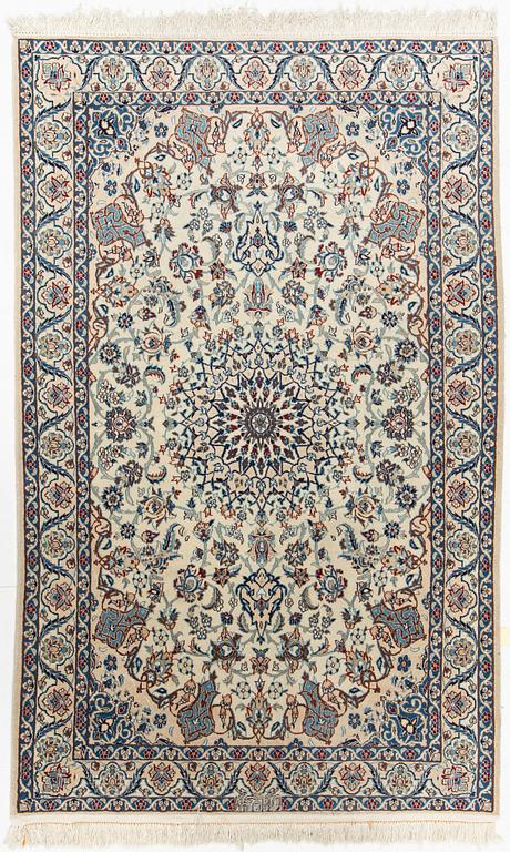 A rug, Old, Nain, part silk, 9 LAA, ca 203 x 127 cm.