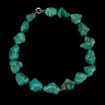 HALSBAND, turkoser och silverlås.