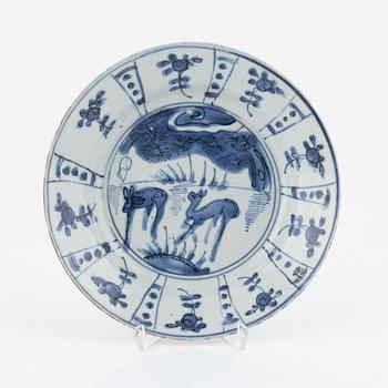 A blue and white porcelain dish, Ming dynasty, Wanli (1572-1620).