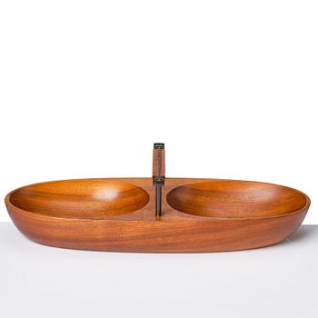 Carl II Auböck, a mahogany nut bowl and a  nutcracker, Carl Auböck workshops, Vienna Austria, probably 1950's.